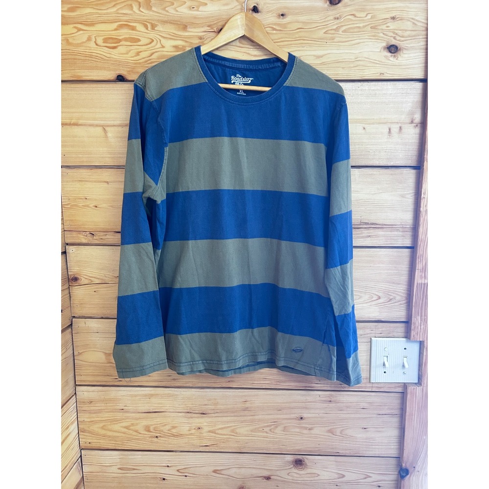 Roadster Life Co Striped‎ Long Sleeve Shirt Blue Green Casual Tee XL